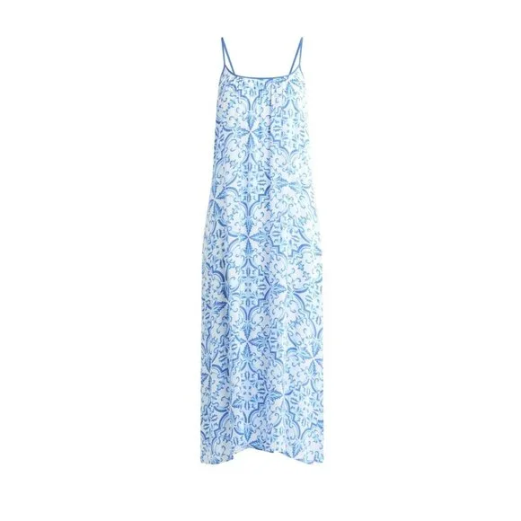 NWT Women's Strappy Maxi Nightgown – Blue & White – Joyspun Sleepwear 2X - Picture 3 of 6